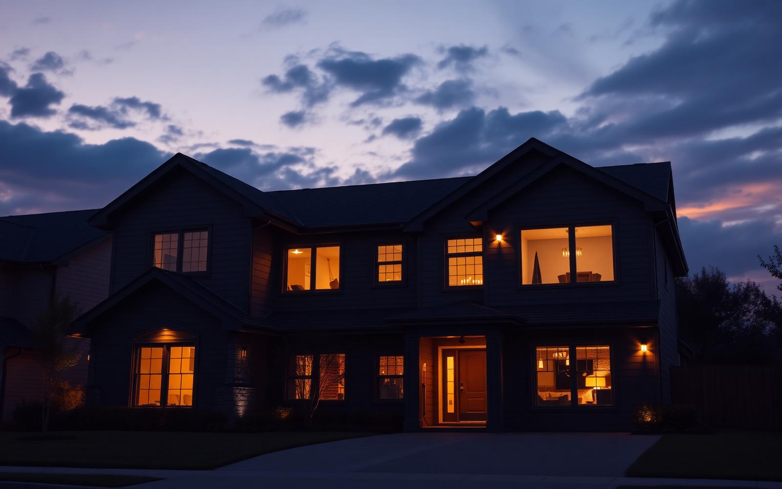 A protected American home at dusk